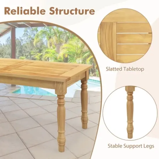 Tangkula Patio Coffee Table w/ Solid Teak Wood Structure Slatted Tabletop for Backyard image {5}