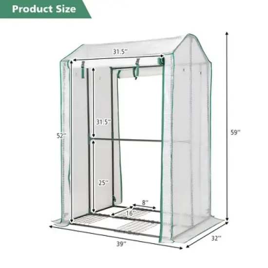 Costway 39'' x 32'' x 59'' Walk-in Garden Greenhouse Warm House for Plant Growing image {4}