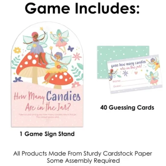 Big Dot of Happiness Let&rsquo;s Be Fairies - How Many Candies Fairy Garden Birthday Party Game - 1 Stand and 40 Cards - Candy Guessing Game image {2}