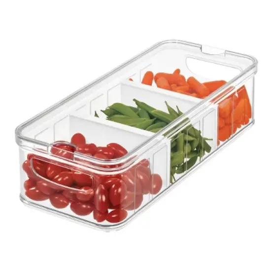 iDESIGN Crisp Plastic Refrigerator & Pantry Large Divided Modular Stacking Bin: Kitchen Cabinet Organizer, 15"x6"x4" image {2}