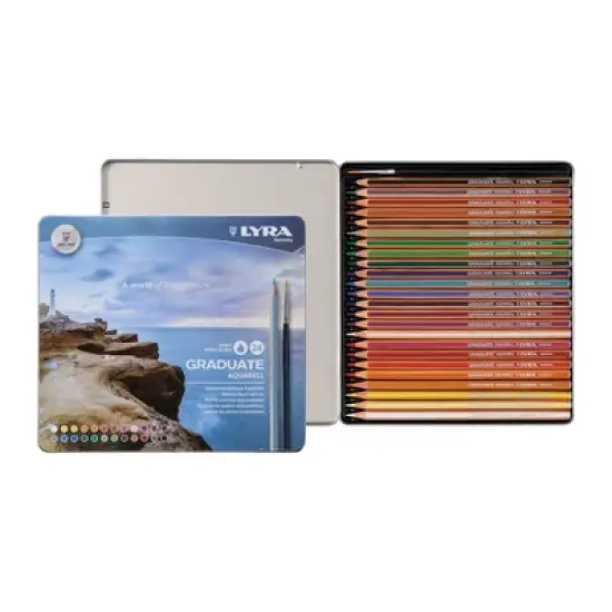 Lyra&reg; Graduate Watercolor Pencils Set Tin with Brush, Assorted Colors, 24 Pieces image {3}