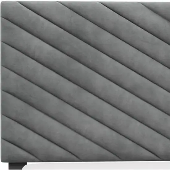 Queen Crestwood Upholstered Chevron Pleated Headboard with USB Ports Gray - Hillsdale Furniture image {7}