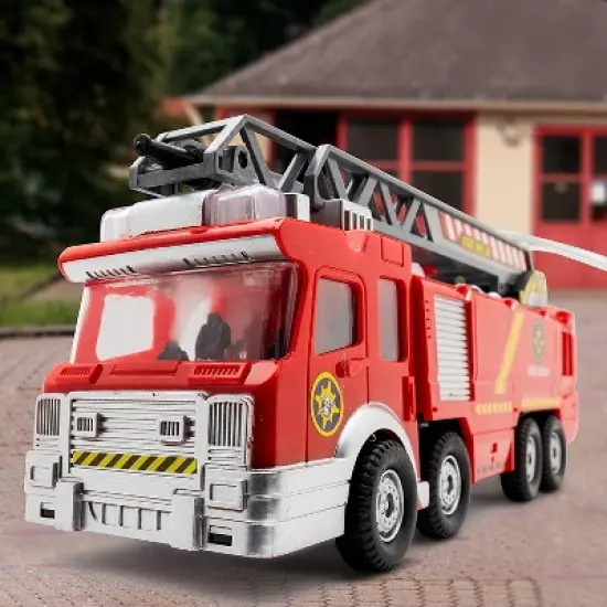 Top Race Fire Engine Truck Toy with Real Splashing Water Pump, Small image {1}
