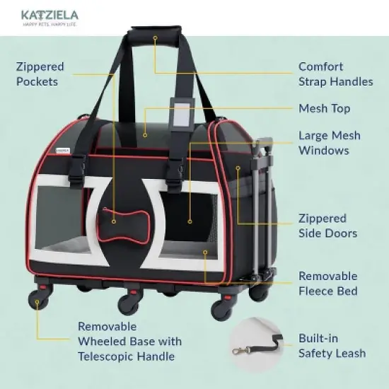 Airline Compliant Pet Carrier With Wheels And Telescopic Handle image {4}