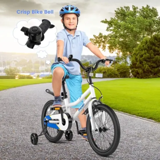 Costway 18'' Kid's Bike with Removable Training Wheels & Basket for 4-8 Years Old  White/Blue/Red/Skyblue image {2}