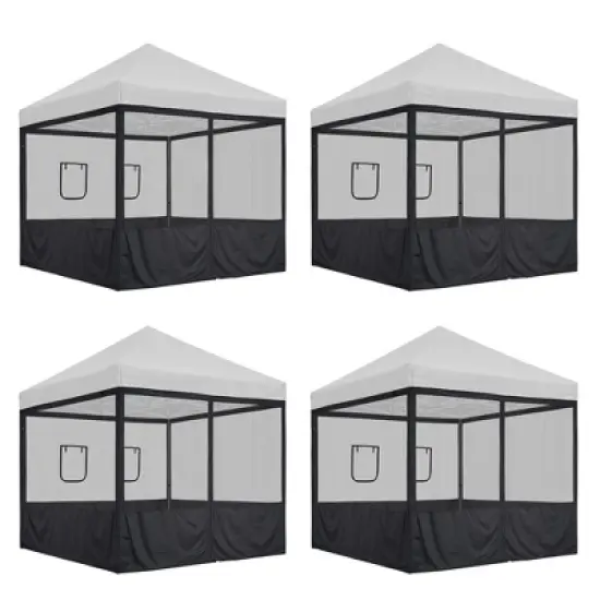 InstaHibit  16 Pcs 10 ft Pop Up Canopy Tent Half Mesh Sidewall with Window Party Canopy image {9}