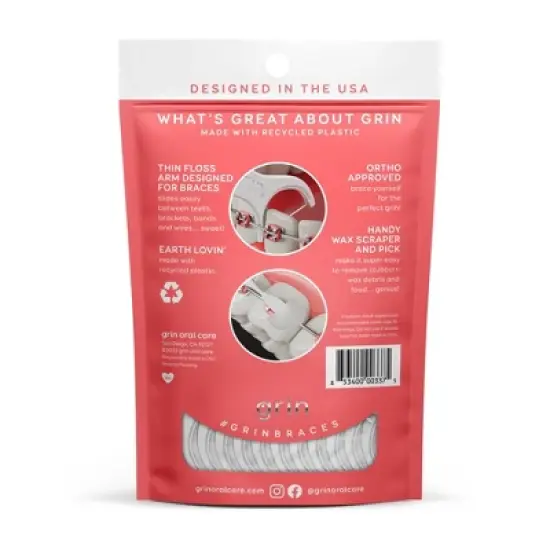 Grin Oral Care Braces Dental Floss - Unflavored - 60ct image {1}