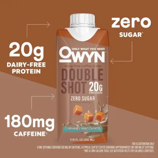 OWYN Double Shot Coffee Protein Shake with Caffeine - Caramel Macchiato - 44.6 fl oz/4pk image {2}