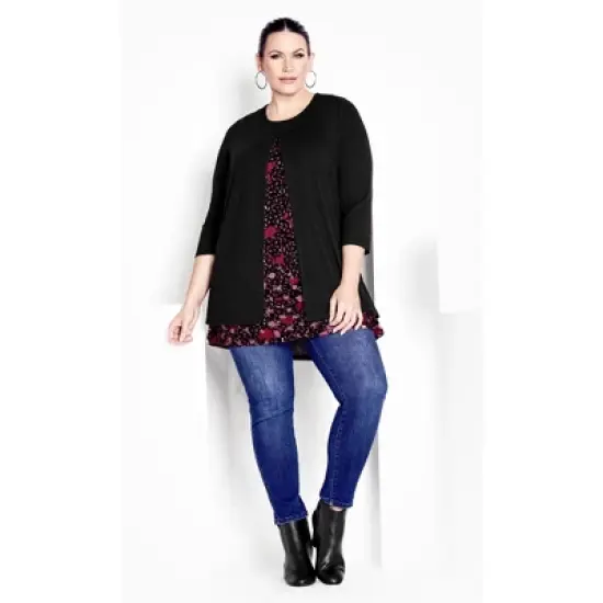 Women's Plus Size Ally Border Tunic - rose | AVENUE image {1}