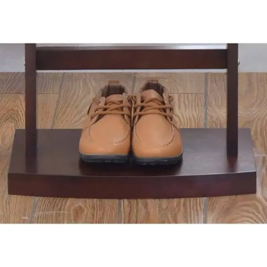 Crescent Moon Drawer Top Tray Contour Hanger Trouser Bar Valet Stand Dark Walnut - Proman Products image {6}