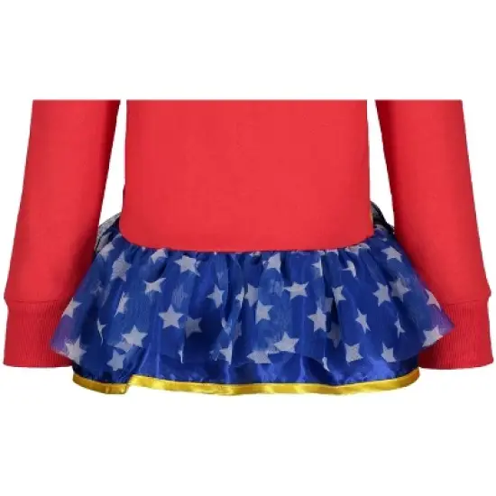 DC Comics Justice League Wonder Woman Little Girls Zip Up Costume Hoodie Red 7-8 image {4}