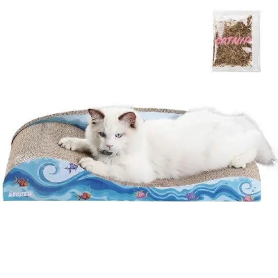 THE LICKER STORE Kokomo Coastal Cardboard Lounge Bed Cat Scratcher with Catnip image {10}