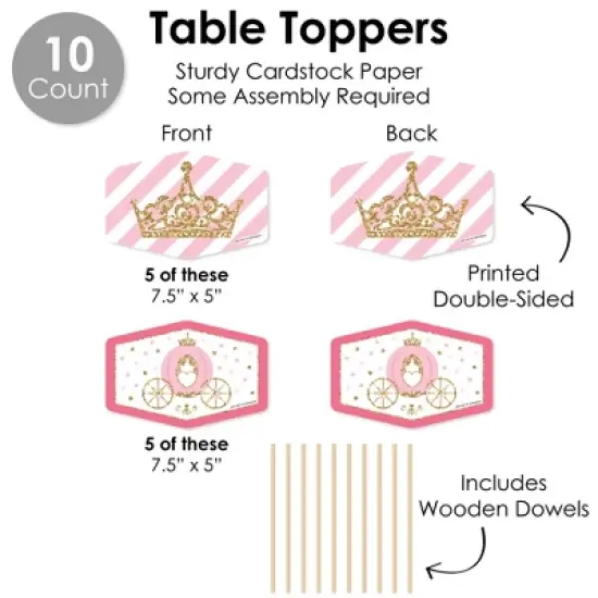 Big Dot of Happiness Little Princess Crown - Pink and Gold Baby Shower or Birthday Party Supplies Decoration Kit - Decor Galore Party Pack - 51 Pieces image {5}