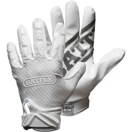 Battle Sports Youth TripleThreat UltraTack Football Gloves - White image {2}