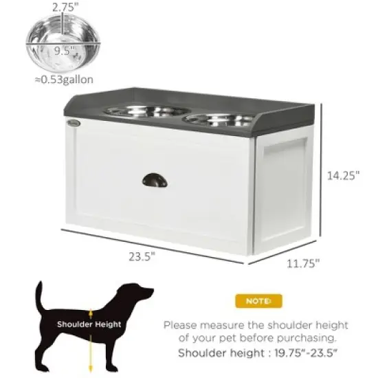 Chery Life Dog Feeding Station with 2 Removable Elevated Dog Bowls & 1 Storage Drawer, for Large Sized Dogs, White image {1}
