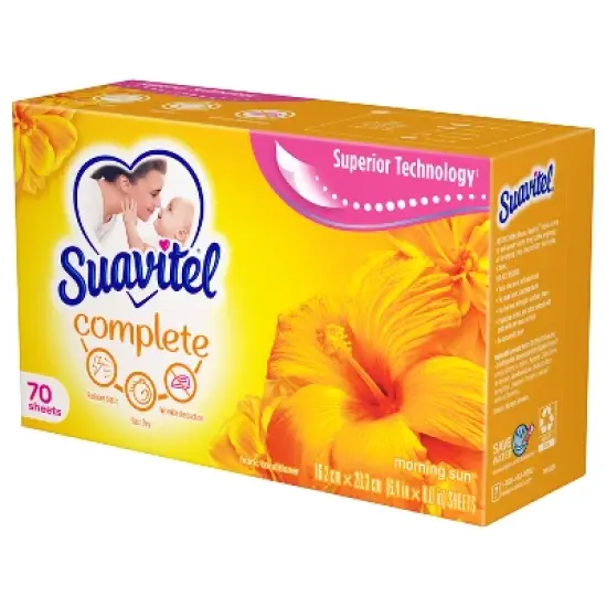 Suavitel Complete Scented Fabric Conditioner Dryer Sheets for Laundry - Morning Sun - 70 ct image {12}