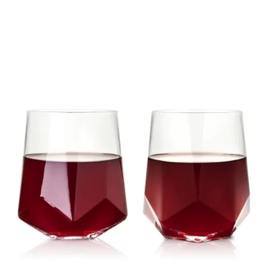 Viski Raye Faceted Crystal Wine Glasses Set of 2 image {10}
