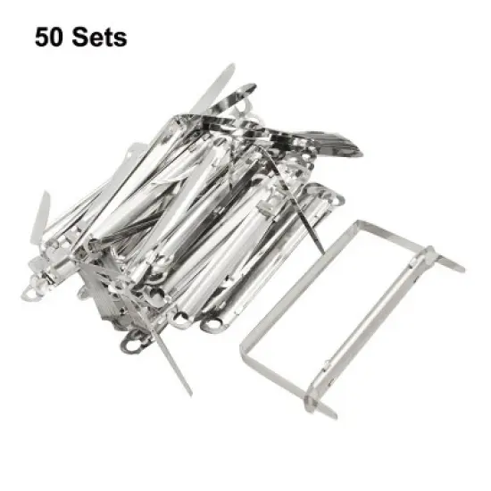 Unique Bargains Office Home Metal Organizer Binder Documents Clips Paper Fasteners 50 Pcs image {1}