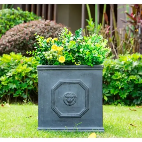 Kante Lightweight Classic Square English Style Lion Head Concrete Planter Antique Gray - Rosemead Home & Garden, Inc. image {8}