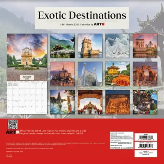 Trends International 2026 Exotic Destinations 12"x12" Wall Calendar image {3}