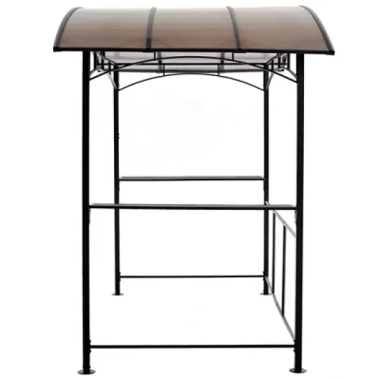 8x5ft Metal Grill Gazebo With Steel Hardtops Side Shelves Easy Assembly UV-Resistant Canopy BBQ Shelter For Outdoor image {2}