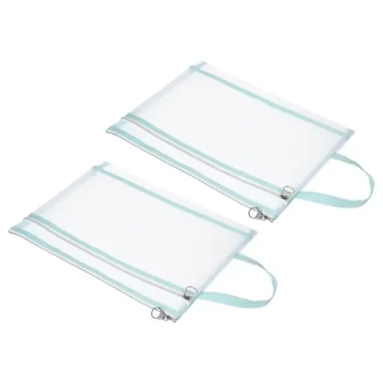 Unique Bargains Nylon Document Office Supply Zip Pouch with Handle 2 Pcs image {6}