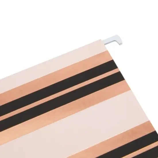 Paper Junkie 12 Pack Decorative Hanging File Folders, Letter Size, 1/5 Cut Tabs, Rose Gold Foil Stripes (9.5 x 11.5 In) image {3}