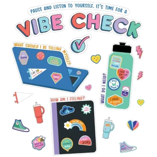 Carson Dellosa Education We Stick Together Vibe Check Bulletin Board Set (51 pieces) image {5}
