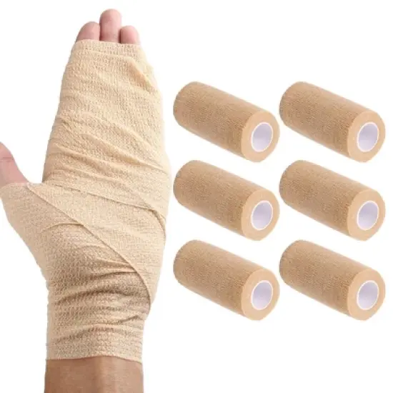 LotFancy 6 Pack Self Adhesive Bandage Wraps, 4 in x 5 Yards Medical Tape image {1}