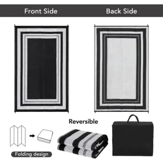 Washable Camping Rug for Patio Easy-Clean Stain-Resistant Plastic Carpet image {4}