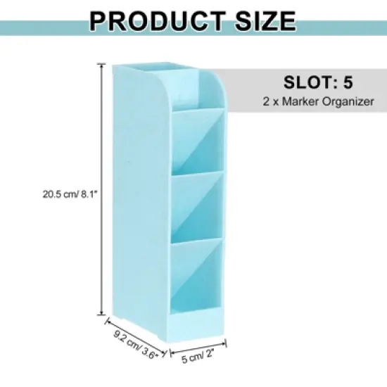 Unique Bargains PVC Space Saving 5 Slots Design Marker Organizers 3.6" x 8.1" 2 Pcs image {1}