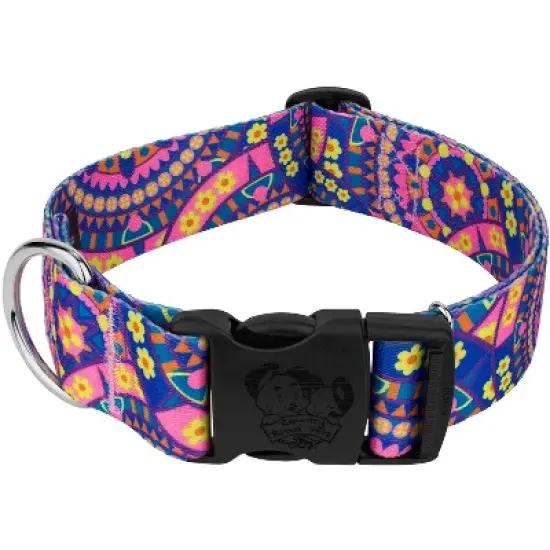 Country Brook Petz 1 1/2 Inch Deluxe Blue Boho Mandala Dog Collar image {5}