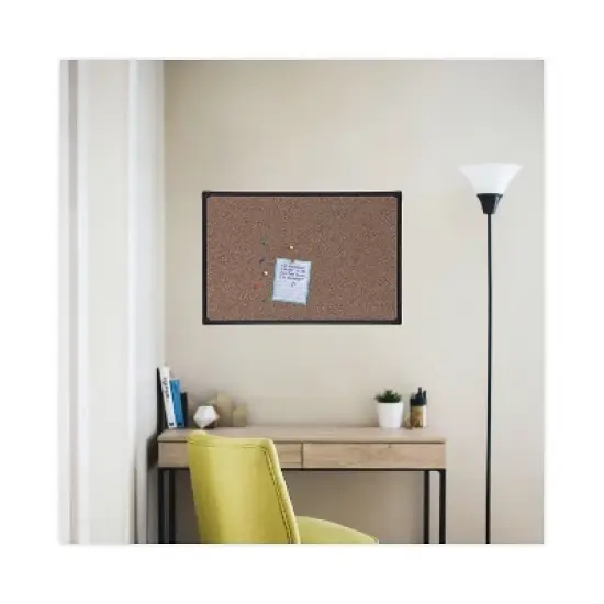 UNIVERSAL Tech Cork Board 36 x 24 Cork Black Plastic Frame 43022 image {5}