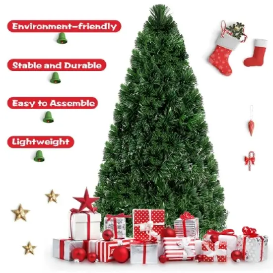 Costway Pre-Lit Fiber Optic Artificial PVC Christmas Tree 6Ft image {3}