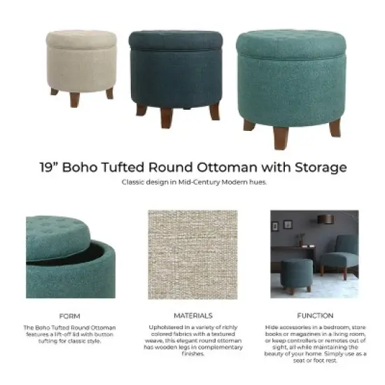 Boho Tufted Storage Ottoman - HomePop image {8}