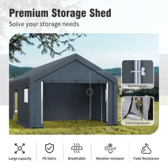 Captiva Designs Outdoor Portable Storage Shelter - Choose Between Two Spacious Garage Tents with Roll-Up Zipper Doors image {3}