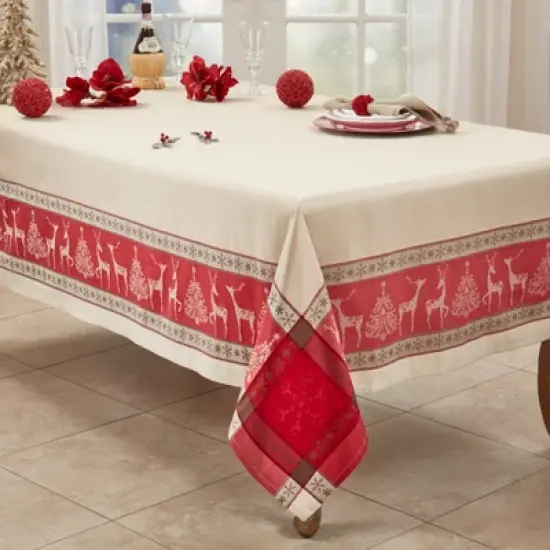 Saro Lifestyle Christmas Tablecloth With Jacquard Design image {1}