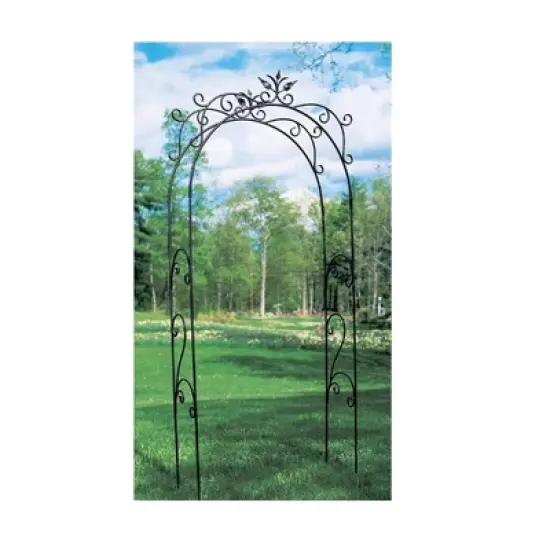 Achla Designs 113" Elegant Handcrafted Tuileries Iron Garden Arbor Graphite Powder Coated Finish image {4}