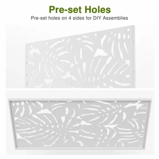 Lirago White 72 in. Galvanized Metal Outdoor Privacy Screens Garden Outdoor Fence image {8}