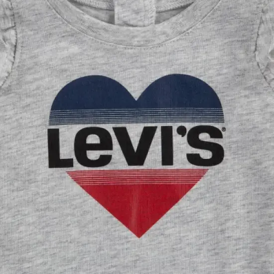 Levi's&reg; Baby Girls' Ruffle Sleeve Romper - Light Gray Heather image {2}