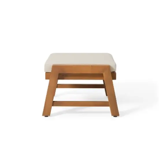 Christopher Knight Home Temecula Acacia Wood Ottomans with Cushion (Set of 2) image {3}