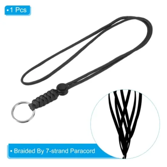 Unique Bargains Keys Whistle ID Card Holder Badge Lanyards with Metal Ring 18" image {2}