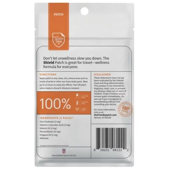 The Friendly Patch Shield patches 8 immune support  D3, C & Zinc Patch image {2}