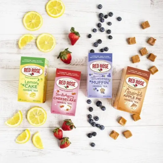 Red Rose Sweet Temptations Dessert Tea Variety Pack with 18 Count Pack of 4 Fruit Naturally Flavored Black Tea image {1}