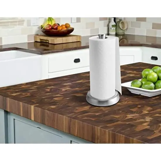 Kamenstein Perfect Tear Low Profile Stainless Steel Countertop Paper Towel Holder, One Handed Pull, Weighted Base to Prevent Tipping, 13 Inch image {4}