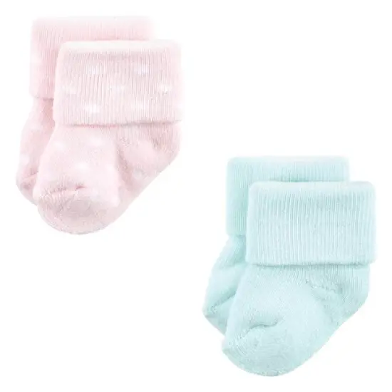 Luvable Friends Baby Girl Newborn and Baby Terry Socks, Coral Mint Aztec 12-Pack image {6}