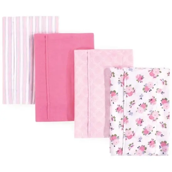 Luvable Friends Baby Girl Cotton Flannel Burp Cloths 4pk, Garden, One Size image {1}