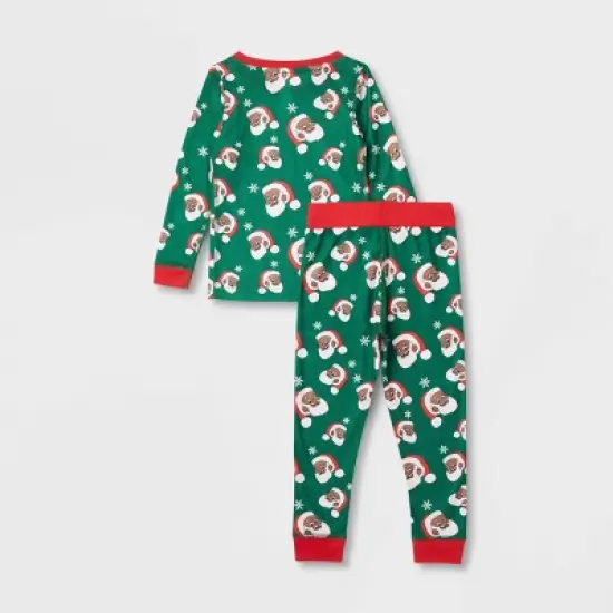 Greentop Gifts Toddler Santa Print Matching Family Pajama - Green image {2}