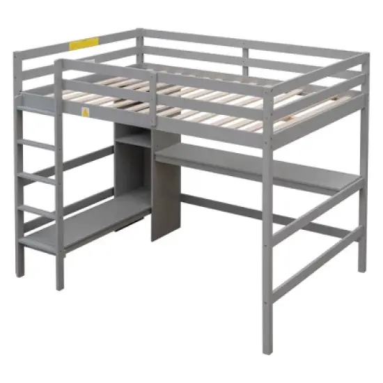 Full Size Loft Bed with Multifunction Shelves and Under-Bed Desk - ModernLuxe image {6}