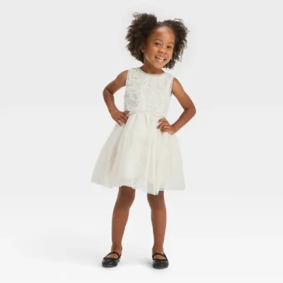 Toddler Girls' Rosette Tulle Dress - Cat & Jack&trade; Cream image {2}